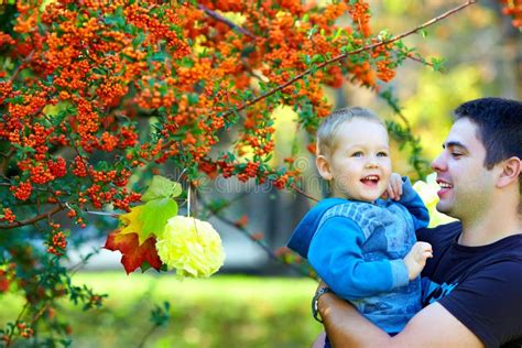 Happy Father And Son Having Fun Colorful Nature Stock Photo Image Of