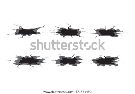 Earth Crack Set Crack Silhouettes Isolated Stock Illustration 471571490