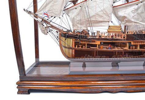 Brown Lrg Tall Ship Model Display Case 40 Table Top Wood And Plexiglass