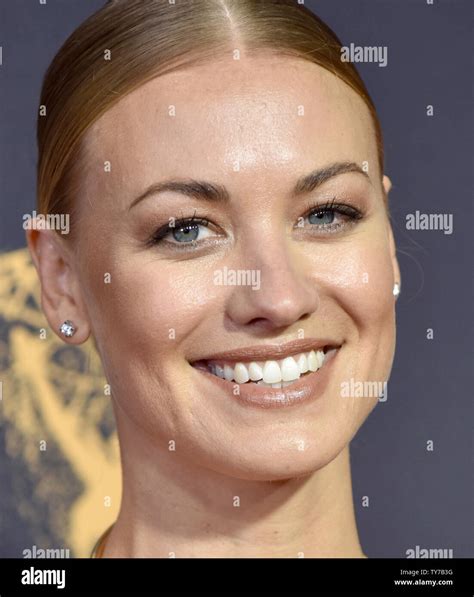 Actor Yvonne Strahovski Arrives For The 69th Annual Primetime Emmy