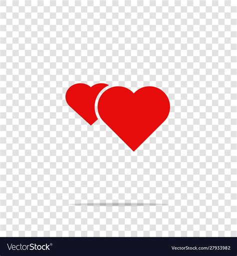 Icon Red Heart Set On Transparent Background Vector Image