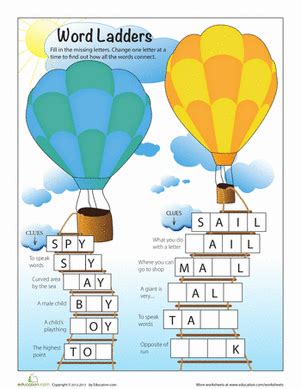 This site uses the official scrabble player's. Word Ladders for Kids | Worksheet | Education.com