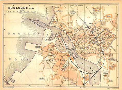 Boulogne Antique Map Of Boulogne France 1898 Matted 11 X 14