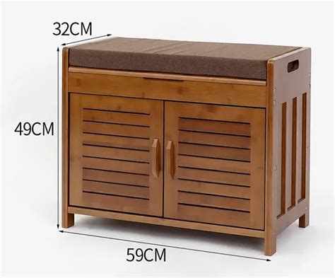 Buy Bamboo Furniture 2 Doors Shoe Cabinet With Drawer And Removable Seat