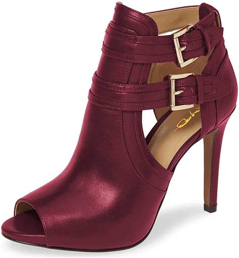 Xyd Women Peep Toe Ankle Boots High Heels Buckled Double Straps Cut Out Fashion