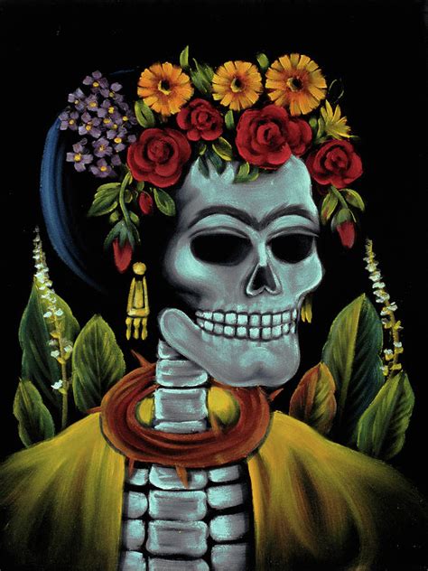 Frida Kahlo Calavera Skull Bone La Catrina Muertos Sa138h Painting By