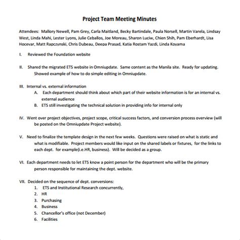 13 Project Meeting Minutes Templates To Download Sample Templates