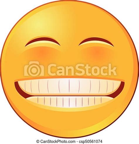 Emoji With Grin Smile Vector Vector Illustration Of A Yellow Grinning