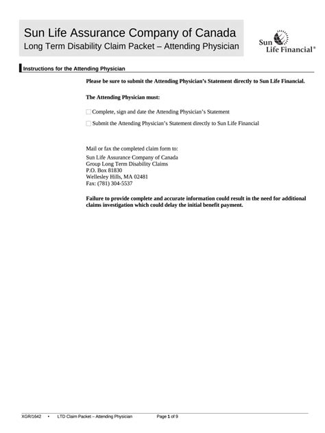 Disability Claimattending Physicians Statement Of Doc Template