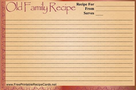 Paper And Party Supplies Instant Download Vintage Recipe Template Simple