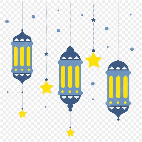 Lanternas Islâmicas Ramadã De Cor Azul E Amarelo Png Lâmpada Clipart
