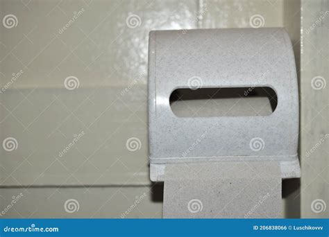 Toilet Paper In A Plastic Dispenser In The Toilet Stock Photo Image