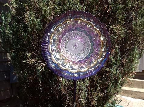 Purple Iridescent Glass Flower Art Flower Garden Plates And Bowls Dream Garden Fun Things