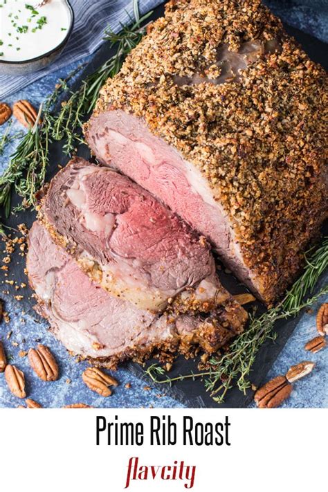 Herb crusted beef tenderloin with horseradish sauce. Pecan Crusted Prime Rib Roast | FlavCity with Bobby ...