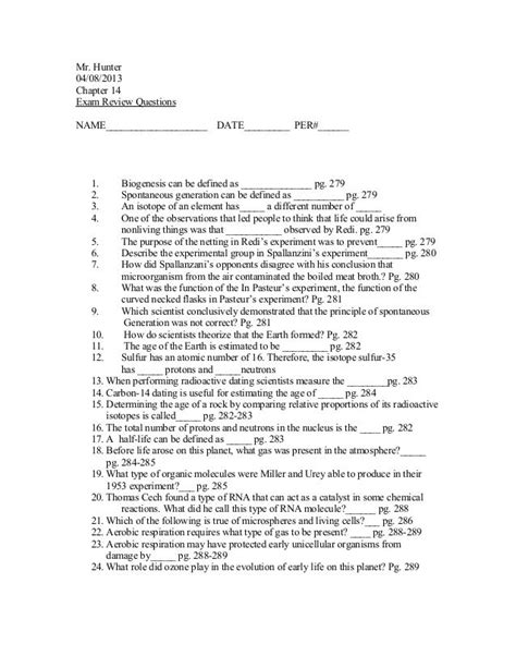 Chapter 14 Study Guide Biology