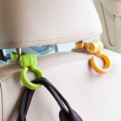 1 Pair Car Back Seat Hooks Holder For Bag Purse Cloth Grocer Flexible Auto Hangers Fixed On
