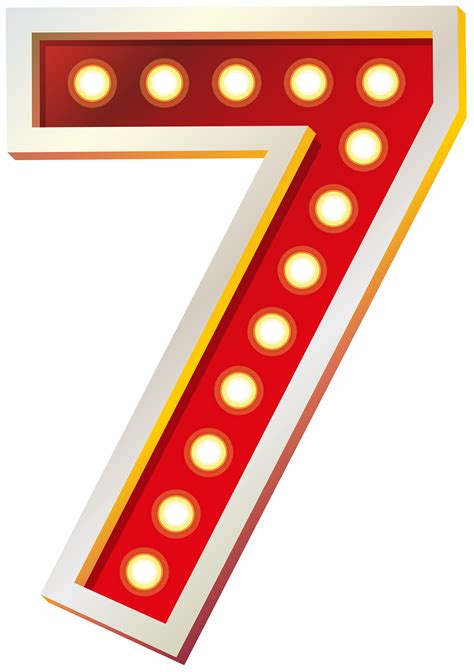 Red Number Seven With Lights Png Clip Art Image Gallery