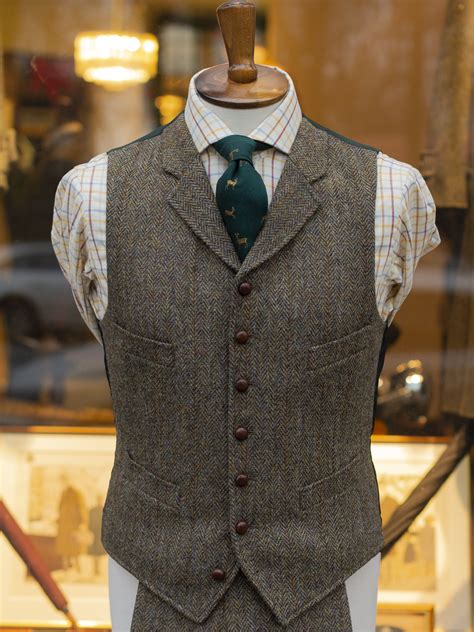 Bladen Harris Tweed Olive Hb Three Piece Suit Tweed Gentlemens