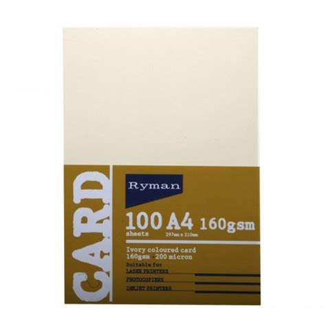 Card A4 160gsm 100 Sheets Ivory