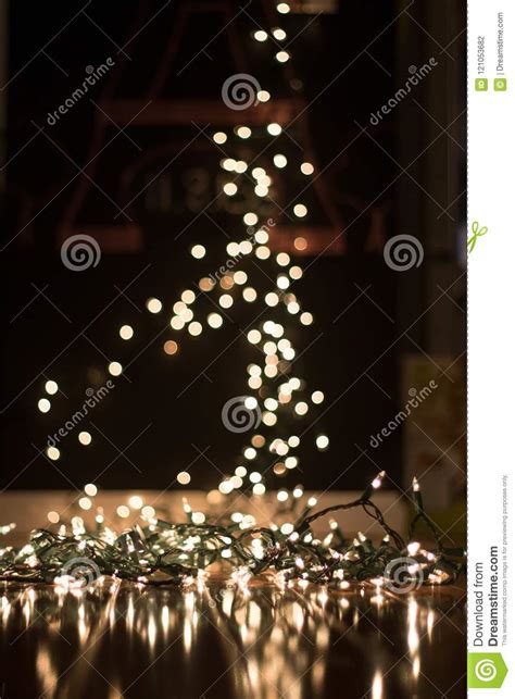 Background Blurred Christmas Lights On Floor For Portraits Stock Photo