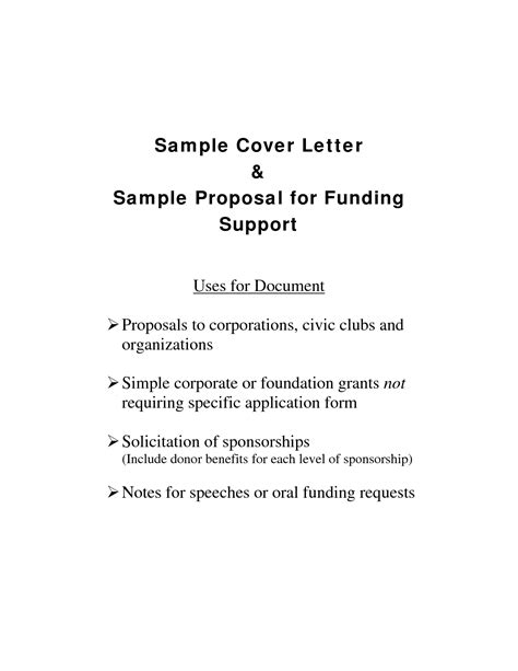 Letter Of Support For Funding Sample And Templates