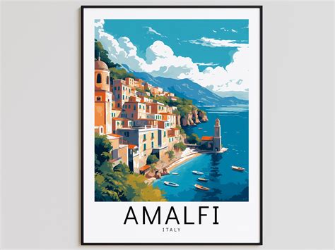 Amalfi Travel Poster Italy Amalfi Print Amalfi T Etsy