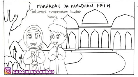 Cara Menggambar Dan Mewarnai Poster Tema Marhaban Ya Ramadhan Bulan