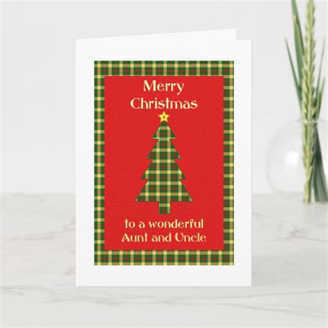Aunt And Uncle Tartan Christmas Tree Holiday Card Zazzle