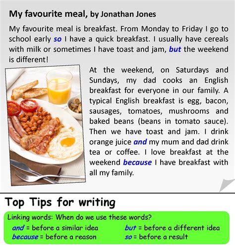 my favourite meal favorite recipes english writing english reading