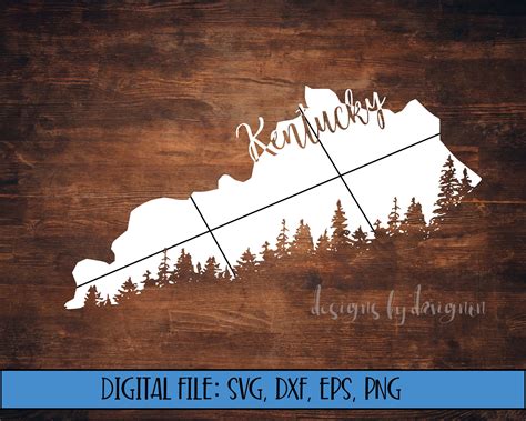 Digital File Kentucky State Silhouette With Trees Cut File Etsy