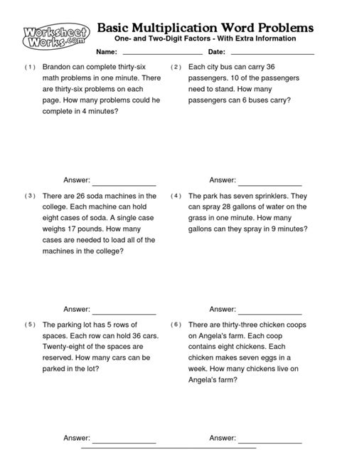 Is your child overwhelmed from online learning? WorksheetWorks Basic Multiplication Word Problems 2