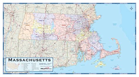 Massachusetts Counties Wall Map By Mapsales
