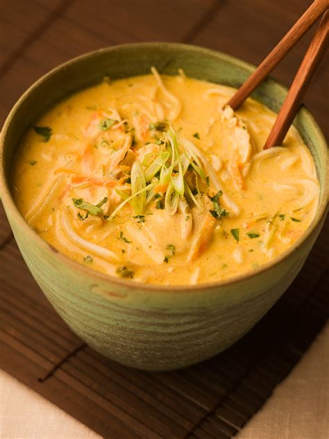 This sweet, spicy and fragrant chicken soup, called curry mee, is a happy contrast of hot broth, springy noodles and a madness of garnishes. Thai Coconut Curry Soup - Chef Michael Smith