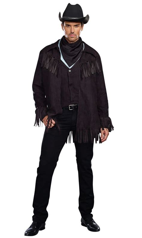 Buck Wild Western Cowboy Mens Costume Black Suede Jacket Black