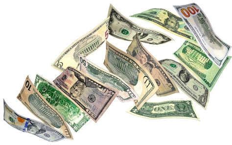 Premium Photo Flying Money Dollar Bills In Denominations From One To