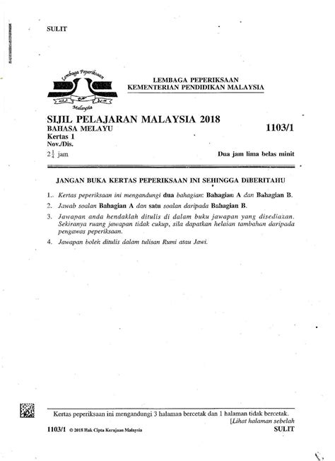 Laman Bahasa Melayu Spm Soalan Kertas Bahasa Melayu Kertas Bahagian