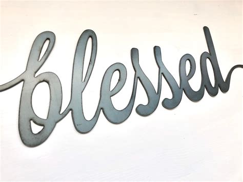 Rustic Metal Blessed Sign Script Blessed Blessed Wall Etsy Canada