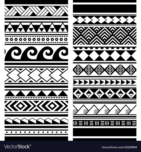 Polynesian Maori Tattoo Seamless Patterns Vector Image