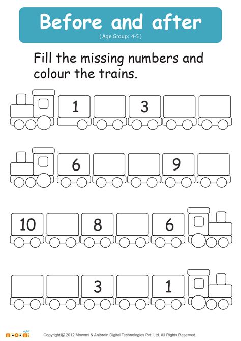 Esl pronunciation games for kindy kids · #5: Before and After Numbers Worksheet - Math for Kids ...