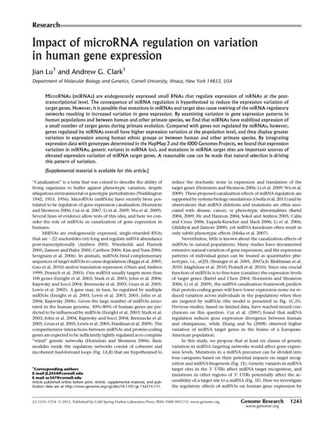 pdf impact of microrna regulation on variation in human gene expression