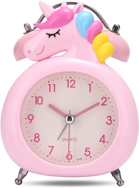 Lafocuse 4 Funny Kids Alarm Clock With Twin Bell Pink Unicorn Silent