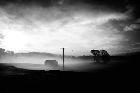 Black And White With Fog Landscape Image Free Stock Photo Public