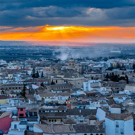 Cityscape At Sunset Of Granada Spain Stock Image Image Of Landmark