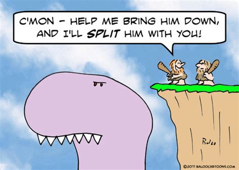 caveman dinosaur split by rmay nature cartoon toonpool