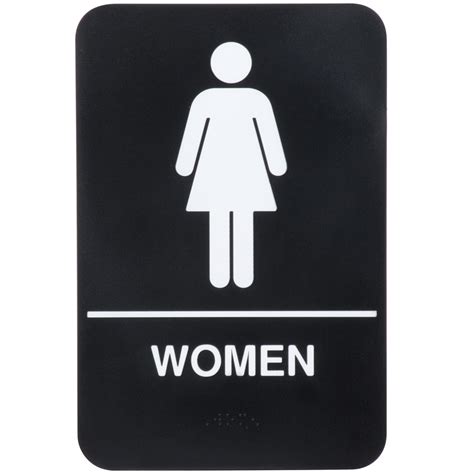 Ada Womens Restroom Sign With Braille Black And White