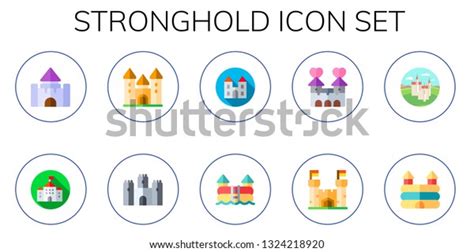 Stronghold Icon Set 10 Flat Stronghold Stock Vector Royalty Free