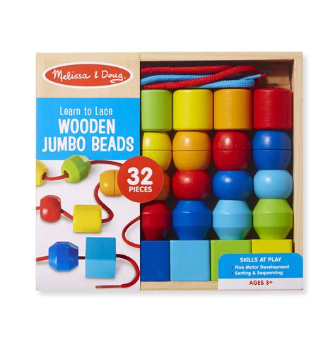 Melissa Doug Primary Wooden Lacing Beads Wooden Lacing Beads Bet