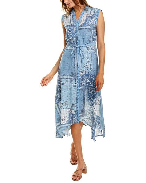 Johnny Was Bandana Asymmetrical Maxi Dress In Blue Lyst