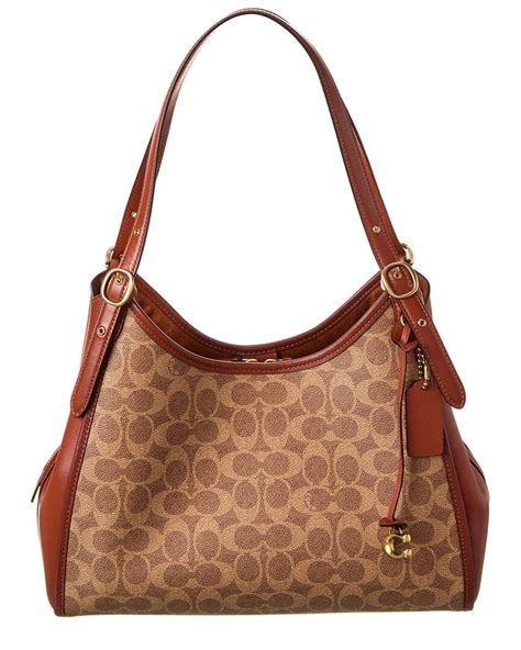 Coach Lori Signature Coated Canvas And Leather Shoulder Bag In Brown
