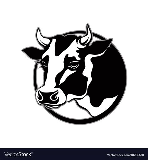 Logo Cow Head With Horns With Black Spots Vector Image
